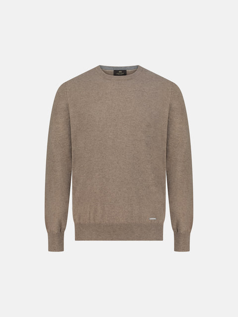 Mandelli Pure Cashmere Round-Neck Sweater — Beige