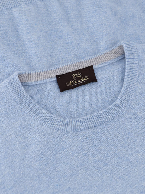 Mandelli Pure Cashmere Round-Neck Sweater — Silver, view 2