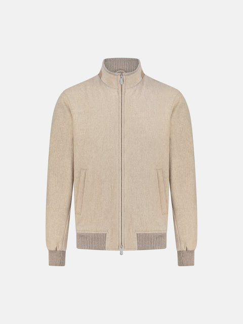 Mandelli Pure Cashmere Bomber — Light Beige