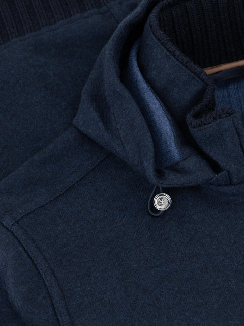 Mandelli Cashmere Blend Blouson with Detachable Hood — Cobalt Blue, view 2