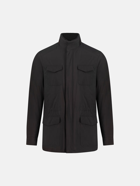 Mandelli Wind Break Field Jacket with Quilted Flannel Lining — Dark Brown