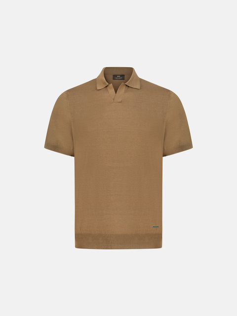 Polo V-neck T-Shirt- Honey