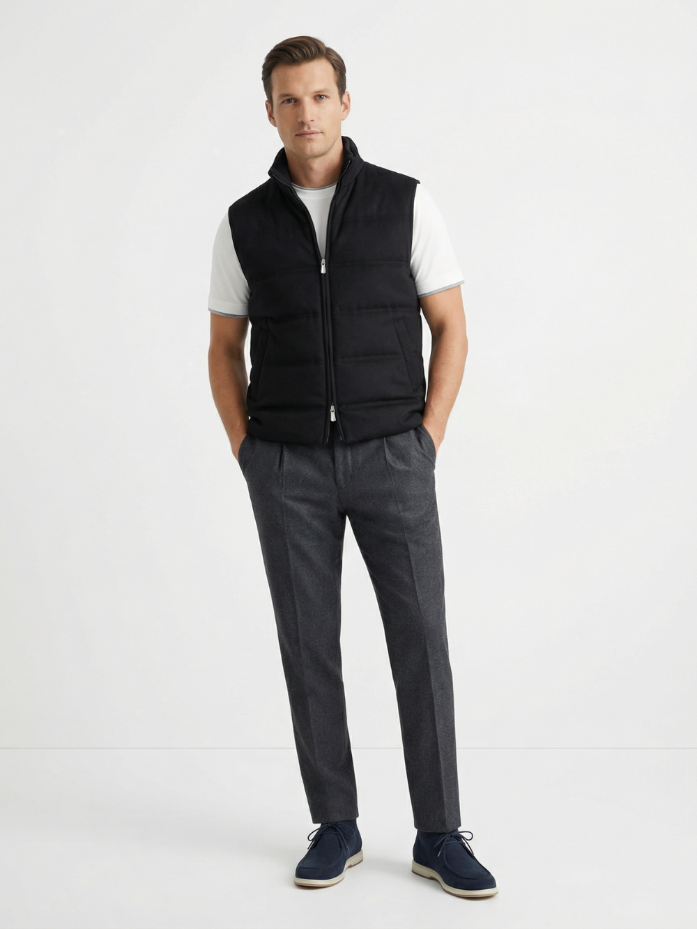 Cashmere Quilted Vest – Nero