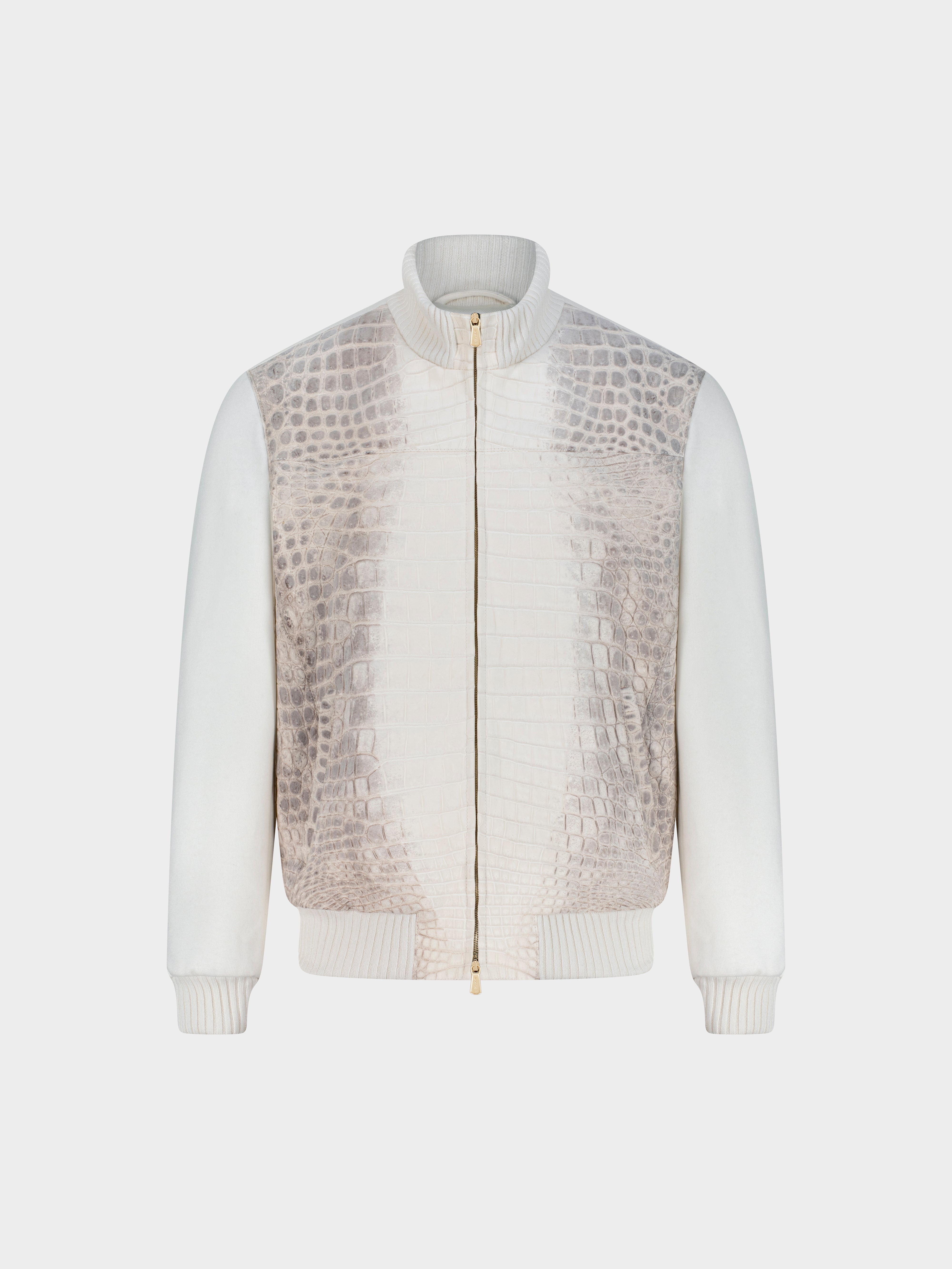 Himalayan Crocus Crocodile Leather Blouson – Bianco Latte
