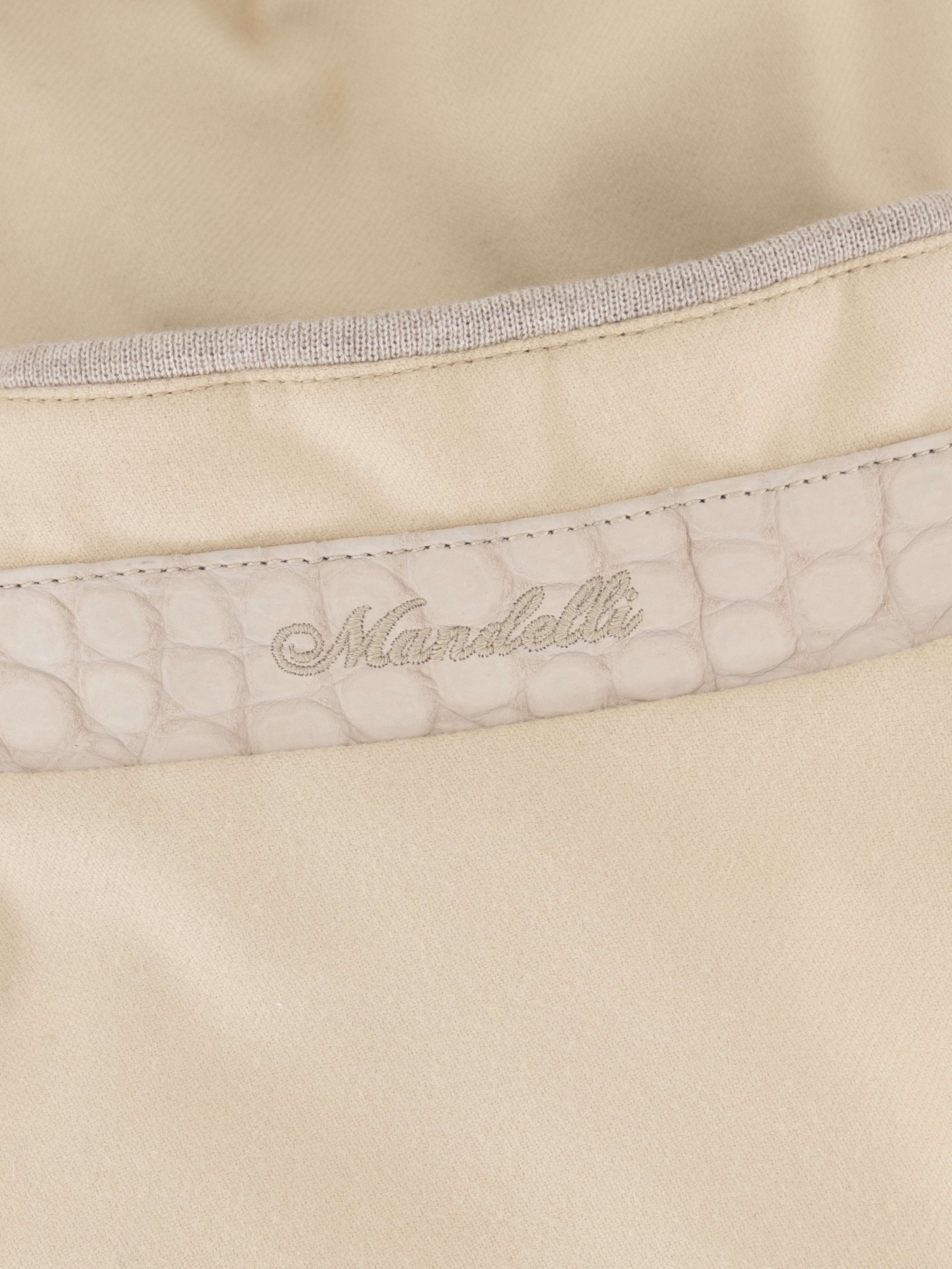 Vicuña Fabric Blouson with Crocodile Details – Beige