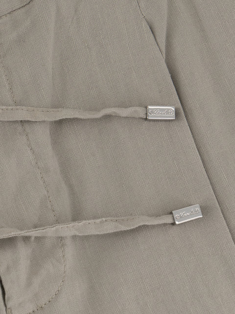 Linen & Cotton Drawstring Trousers - Stone