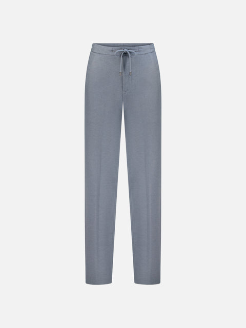 Cashmere Flat-Front Drawstring Trousers — Asphalt