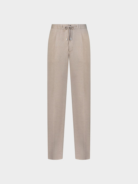 Wool & Cotton Jersey Trousers in Sabbia