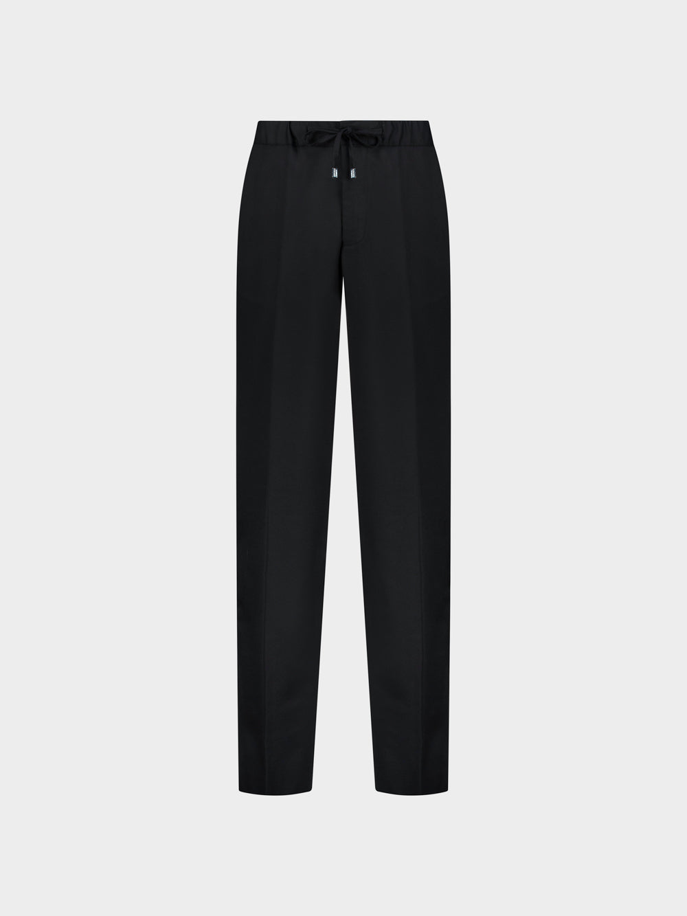 Linen & Cotton Drawstring Trousers in Nero