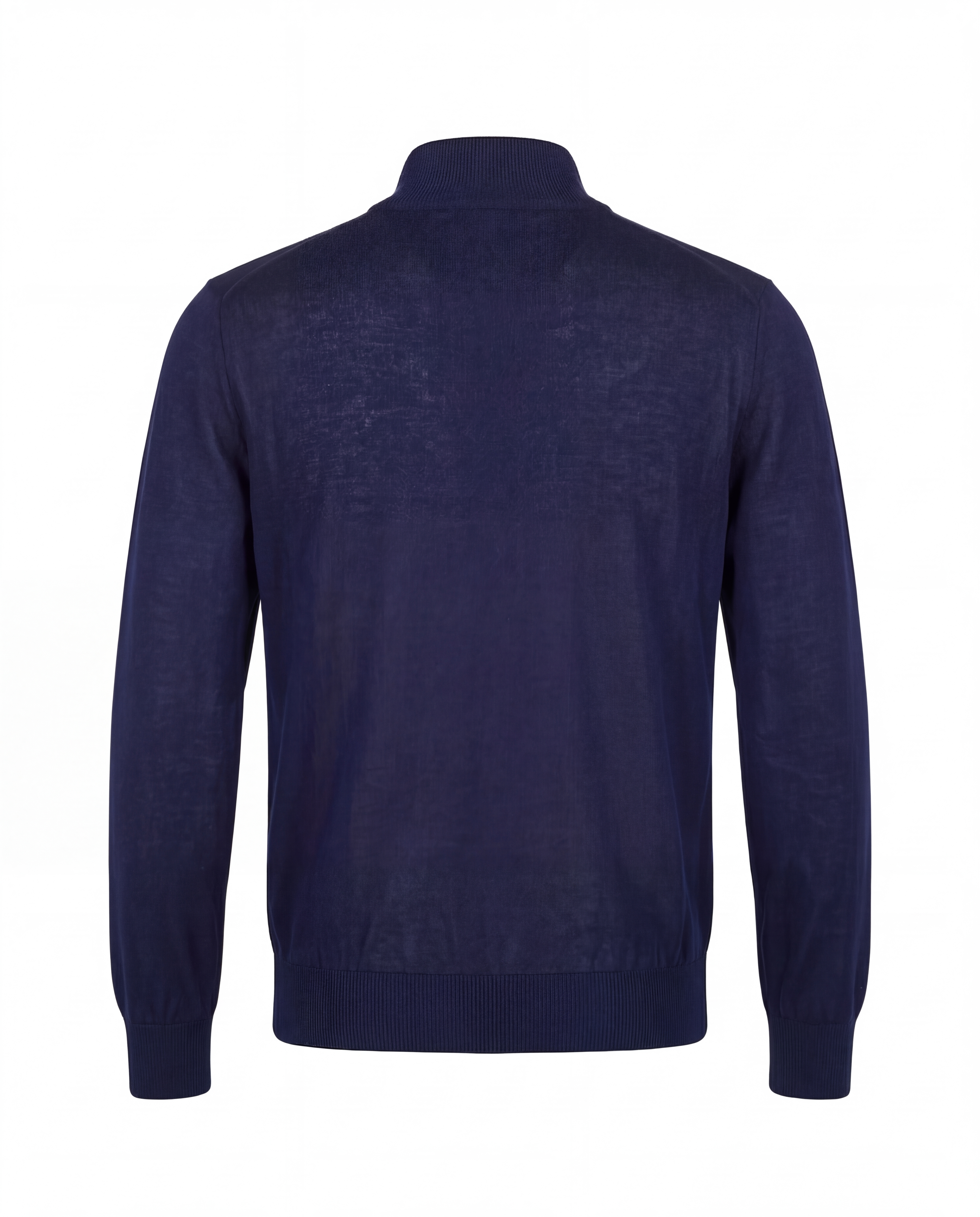 Wool & Cashmere Zip High-Neck Sweater-Navy blue