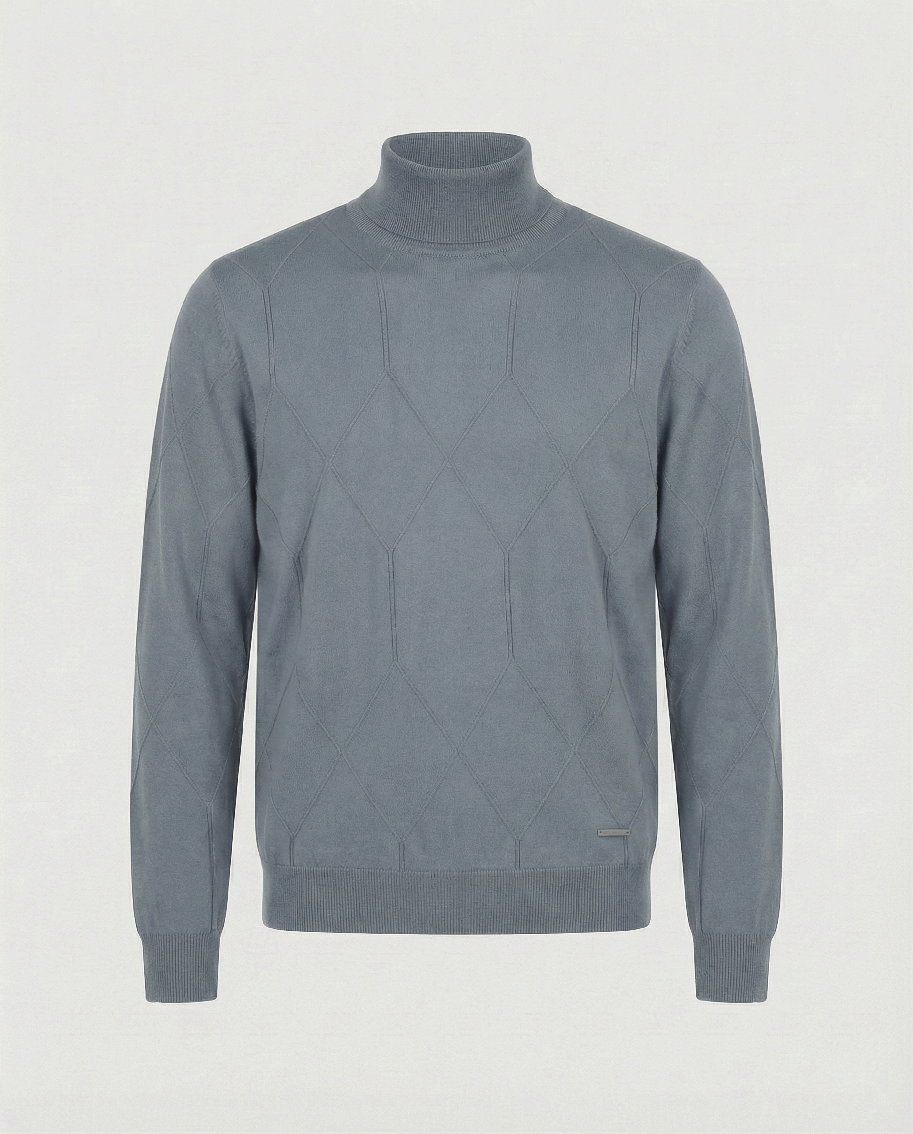 Knitted High-Neck Sweater in Pure Wool – Azzuro Grigio