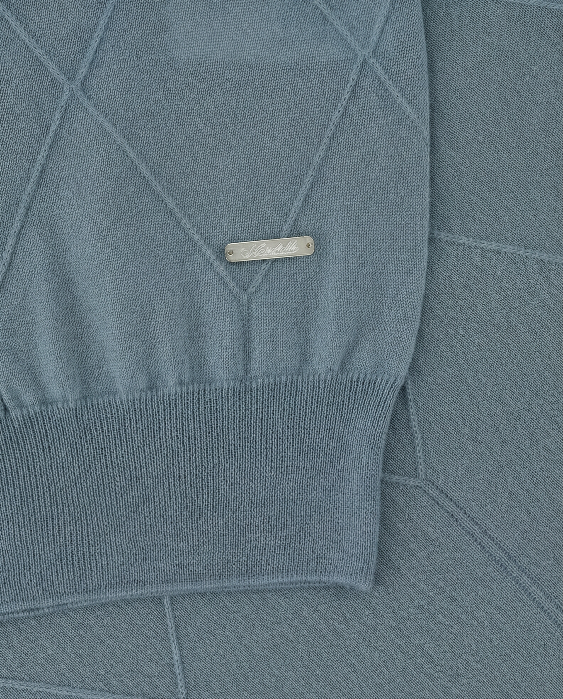 Knitted High-Neck Sweater in Pure Wool – Azzuro Grigio