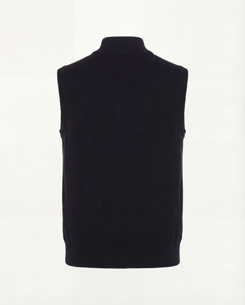 Wool & Cashmere Zip Vest- Black