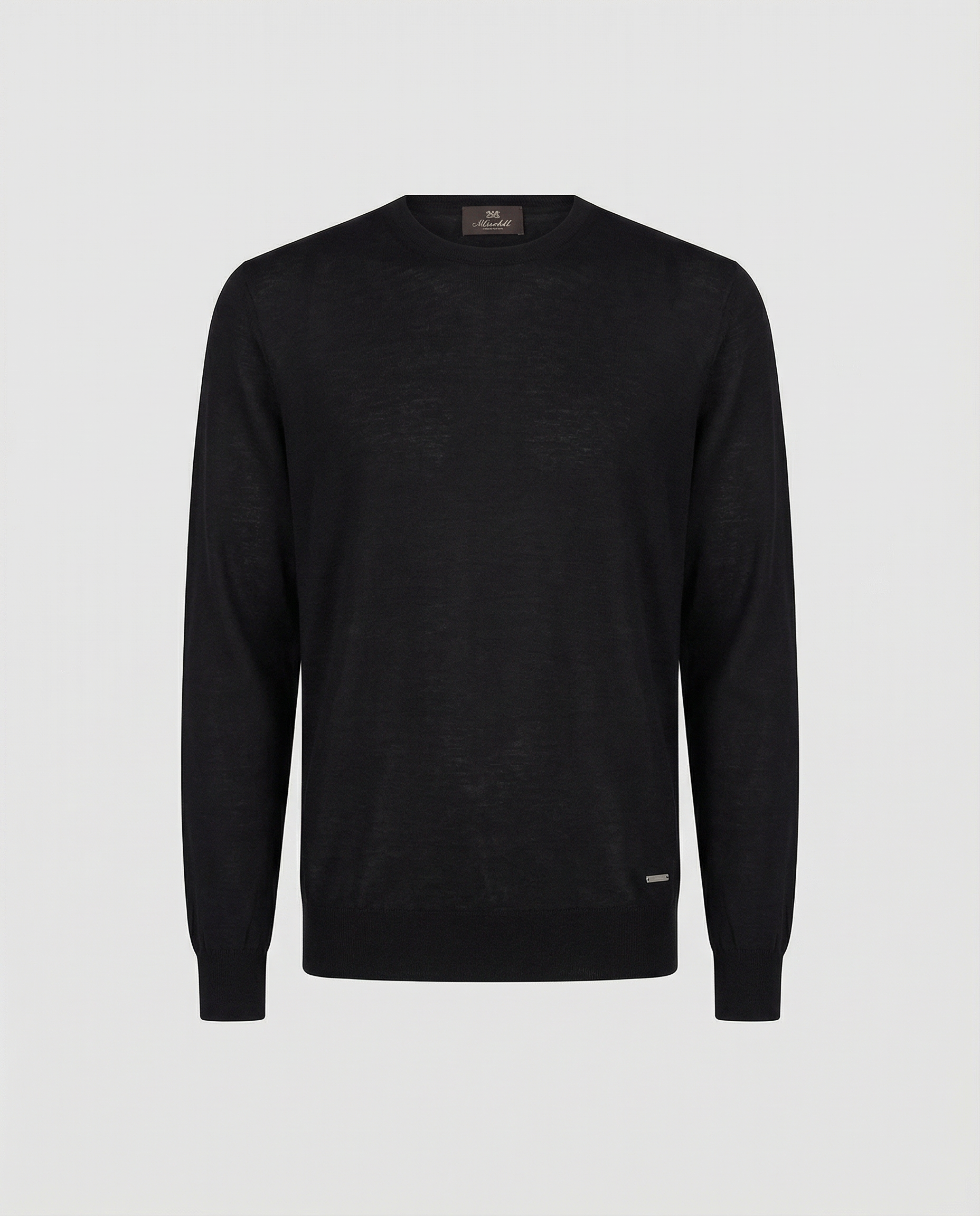 Knitted Round-Neck Sweater in Pure Wool – Nero