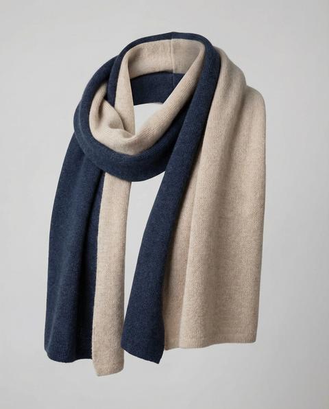Pure Cashmere Reversible Scarf – Navy