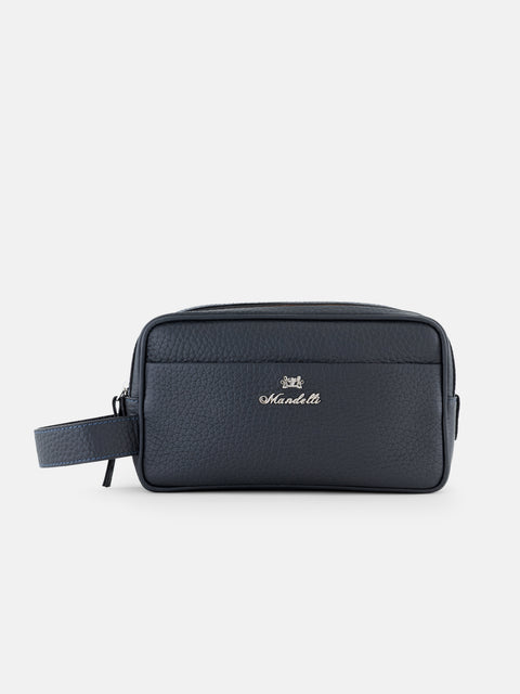 Mandelli BRAND Grained Leather Hand Bag — Navy