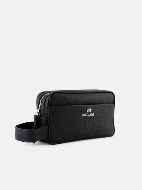 Mandelli BRAND Grained Leather Hand Bag — Black, view 2