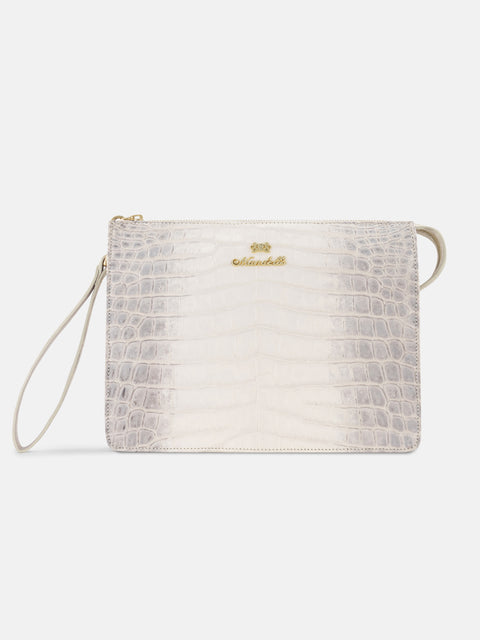 Himalayan Nubuck Crocodile Leather Document Holder – Ivory