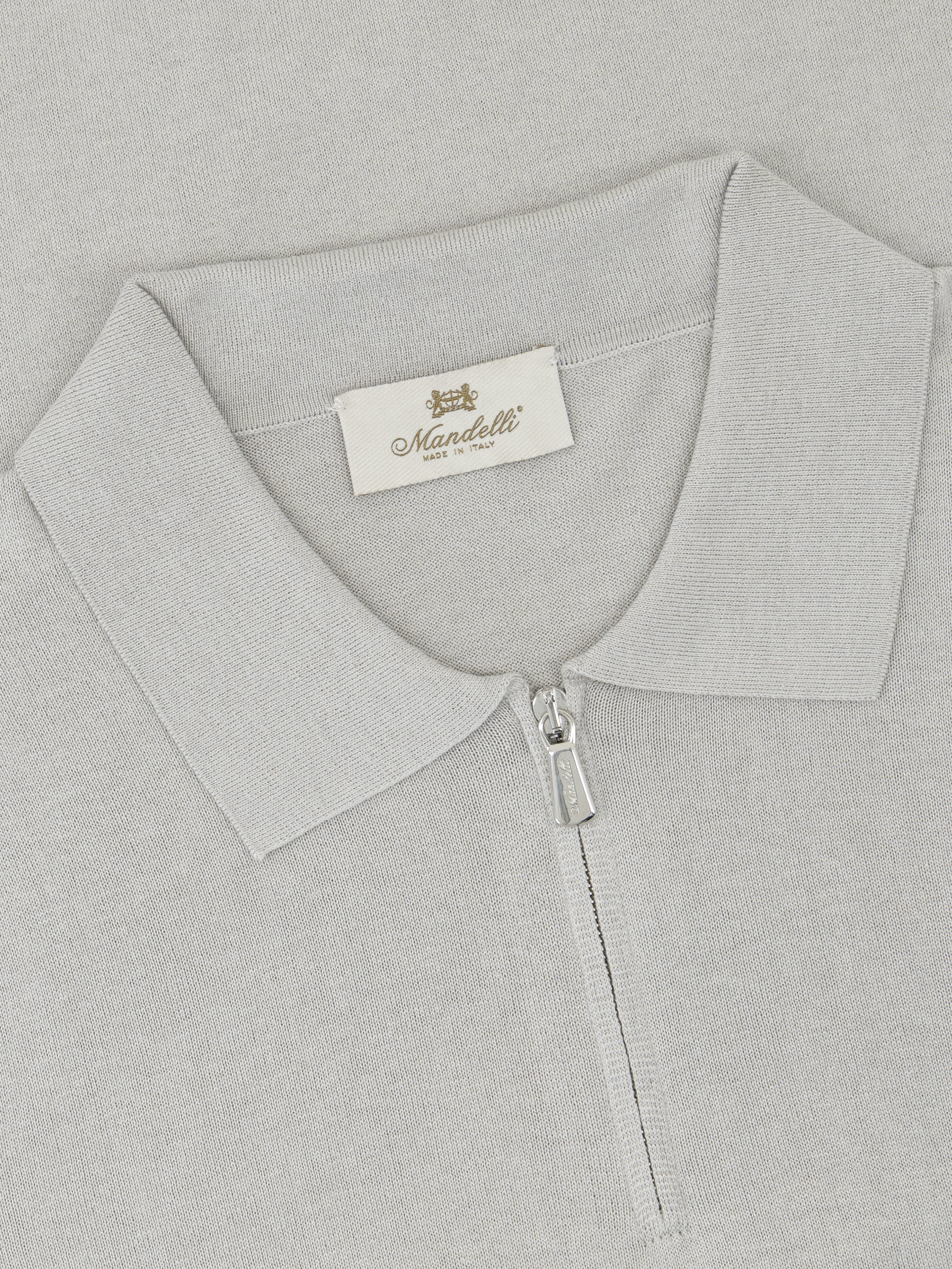 Silk & Cotton Knitted Polo with Zip – Perla