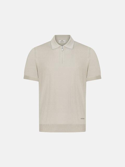 Silk & Cotton Knitted Polo with Zip – Sahara