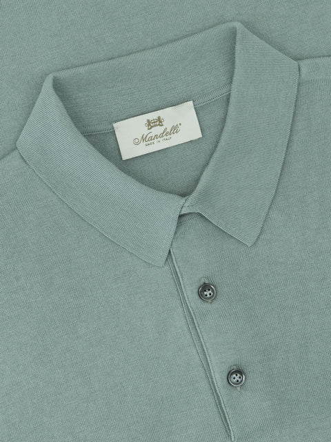 Silk & Cotton Knitted Polo with Buttons – Timo