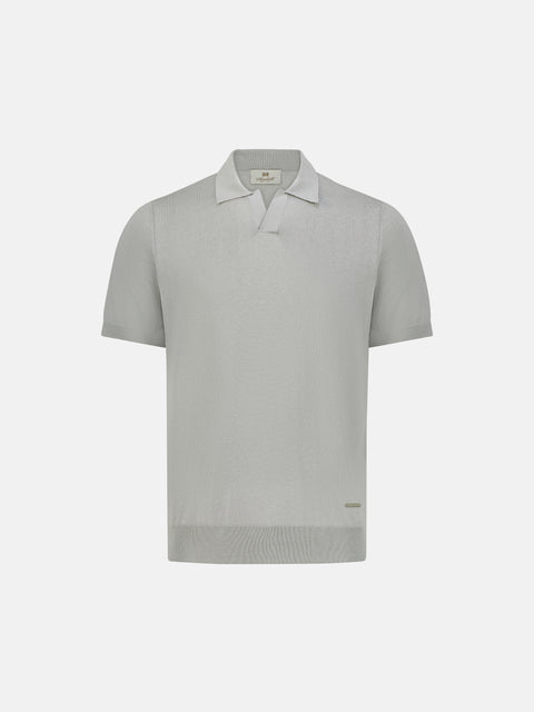 Silk & Cotton Knitted Polo – Grey