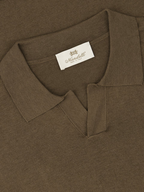 Silk & Cotton Knitted Polo – Marrone