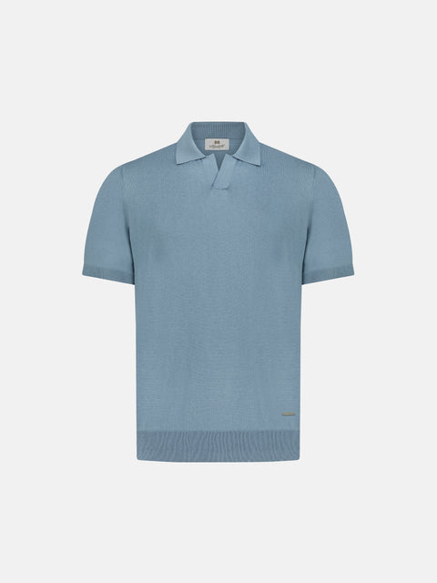 Silk & Cotton Knitted Polo – Dream Blue