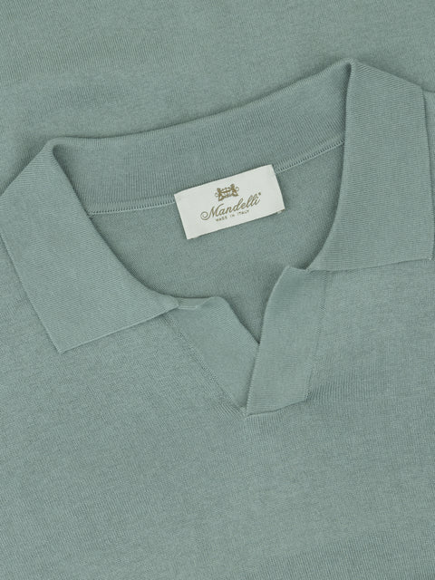 Silk & Cotton Knitted Polo – Thyme