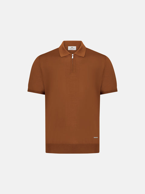 Wool & Silk Knitted Polo with Zip – Ciliegio