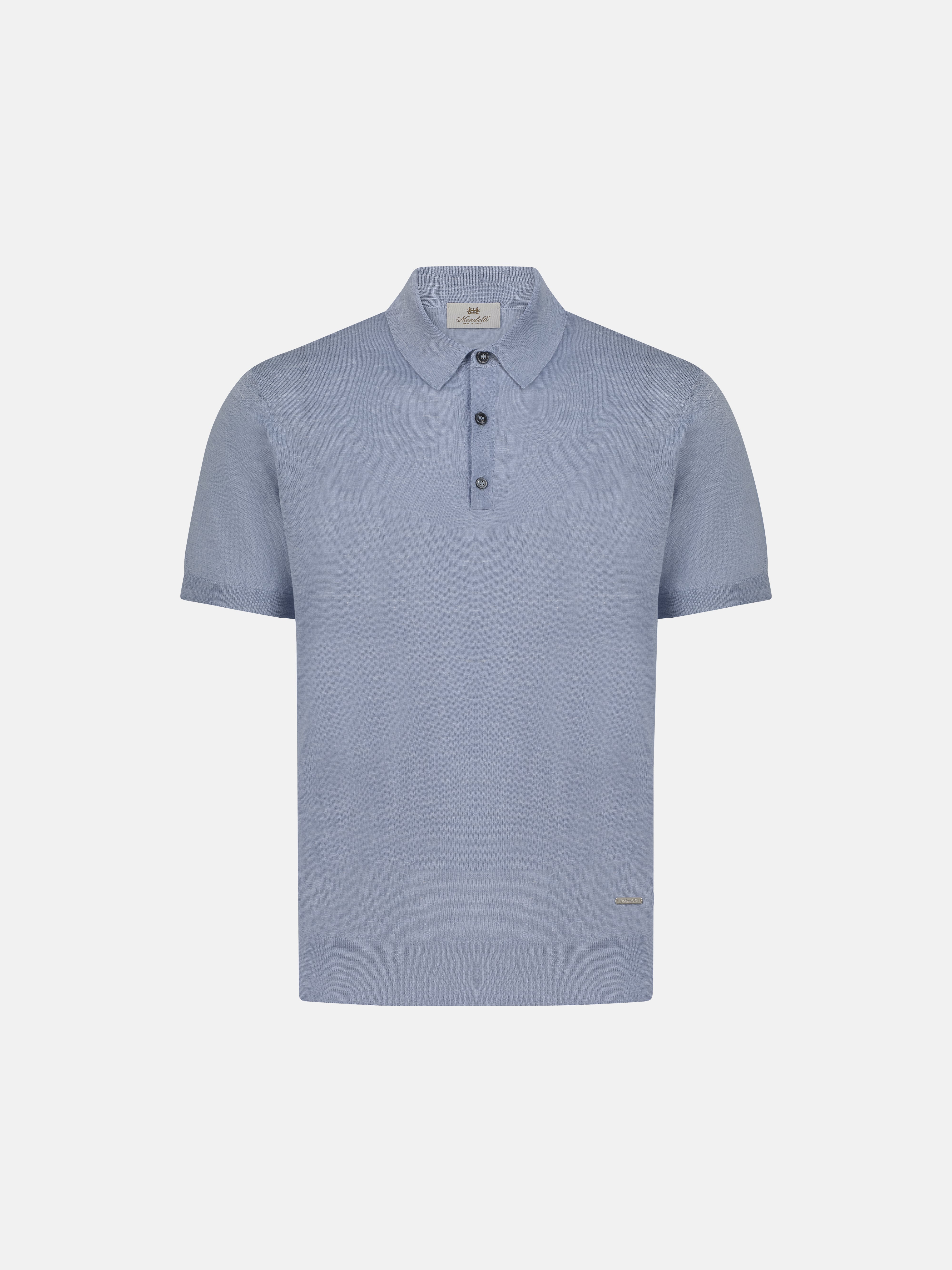 Knitted Polo in Cashmere, Silk & Hemp – Azzurro