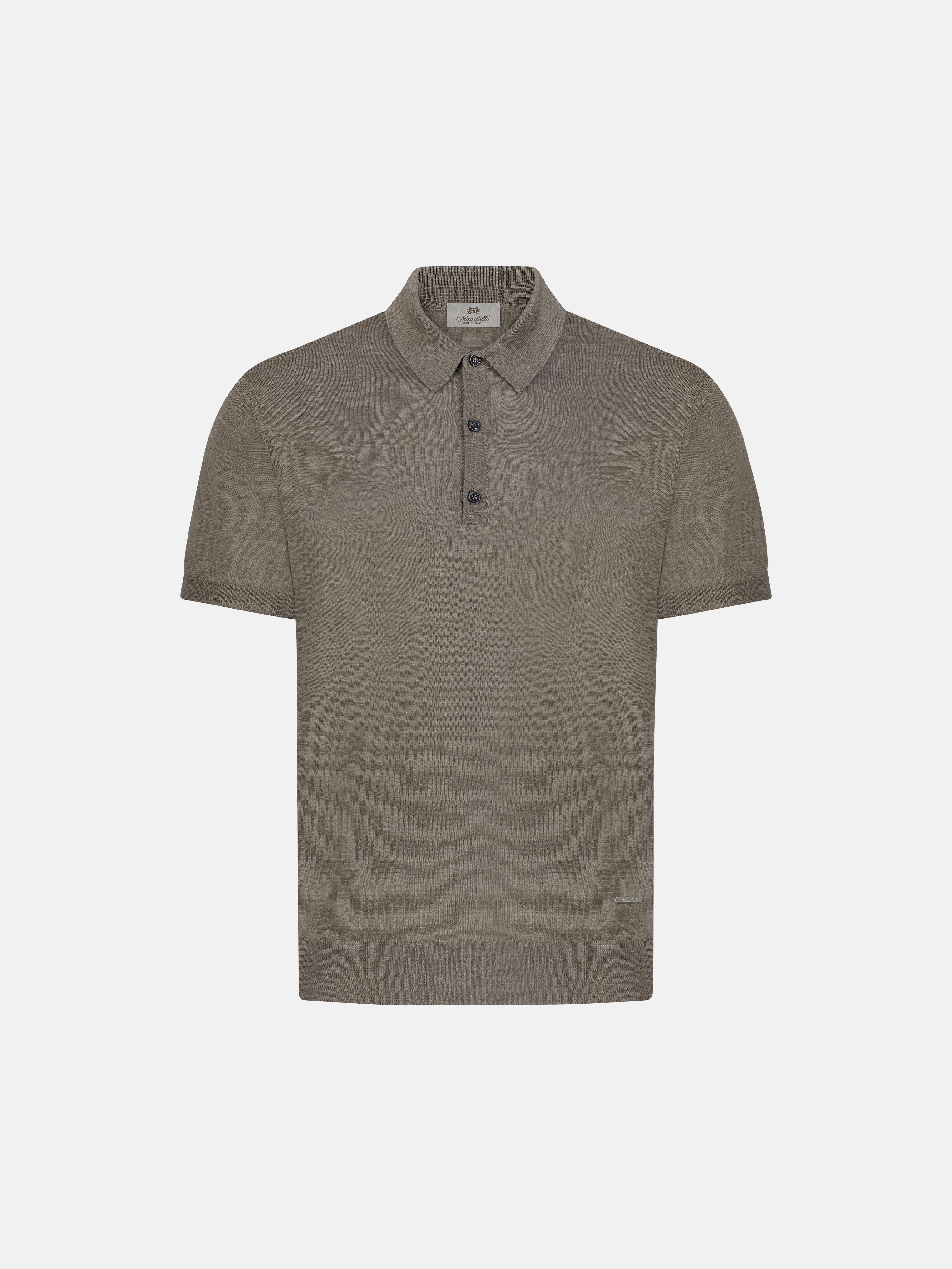 Knitted Polo in Cashmere & Silk – Taupe