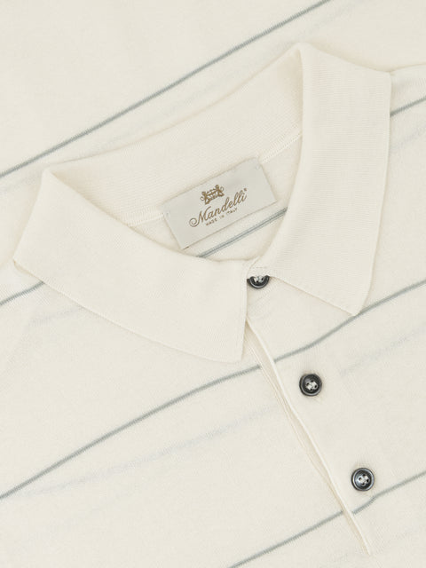 Striped Silk & Cotton Knitted Polo