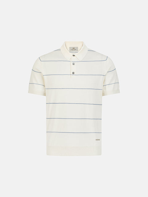Striped Silk & Cotton Knitted Polo