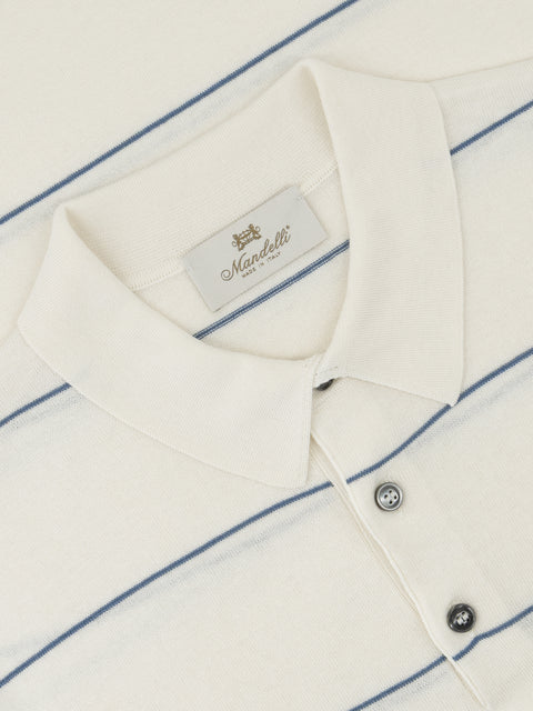 Striped Silk & Cotton Knitted Polo