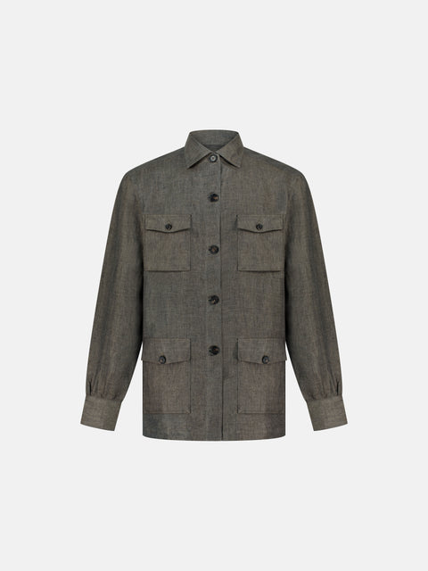 SAHARA Linen Shirt- Dark Beige