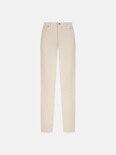 Five Pockets Stretch Cotton Trousers - Beige