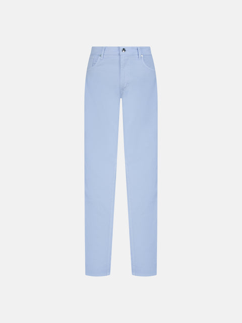 Five Pockets Stretch Cotton Trousers - Light Blue