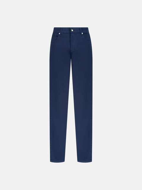 Five Pockets Stretch Cotton Trousers - Navy Blue