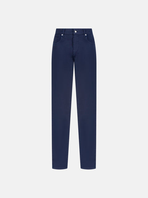 Five Pockets Stretch Cotton Trousers - Blue