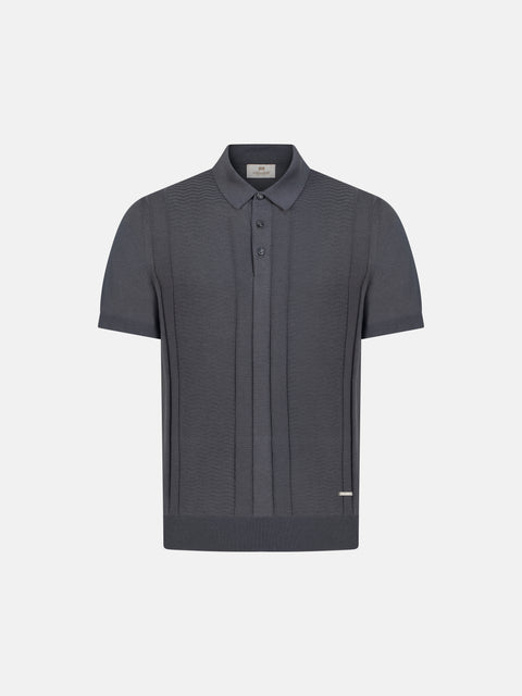 Silk & Cotton Knitted Polo- Deep Grey