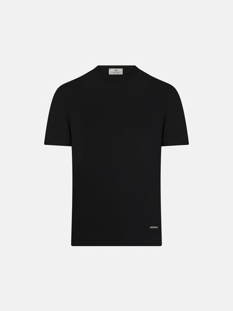 Pure Cotton Knitted T-Shirt – Black