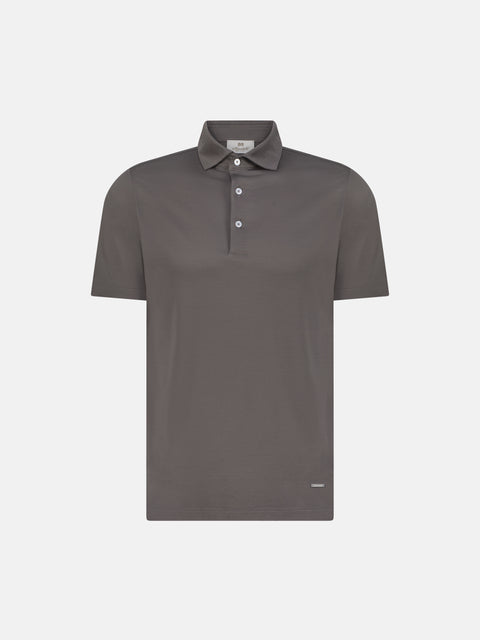 Pure Cotton Knitted Polo with Buttons – Taupe