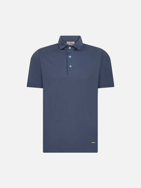 Pure Cotton Knitted Polo with Buttons – Avio Blue