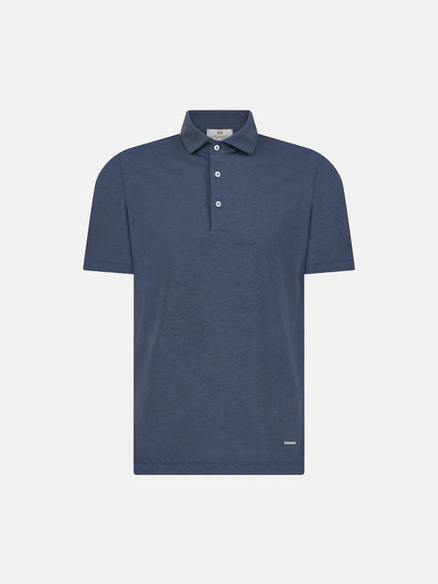 Pure Cotton Knitted Polo with Buttons – Dark Blue
