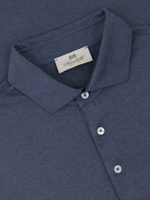 Pure Cotton Knitted Polo with Buttons – Dark Blue