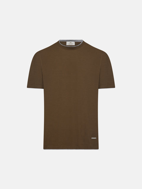 Silk & Cotton Knitted T-Shirt – Dune