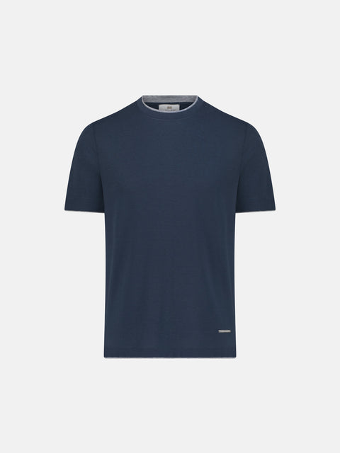 Silk & Cotton Knitted T-Shirt – Indigo