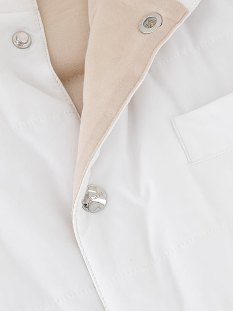 Nylon Wind Break Quilted Vest — White & Beige