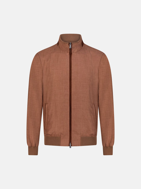 Virgin Wool, Silk, Linen Blouson-Red Stripe